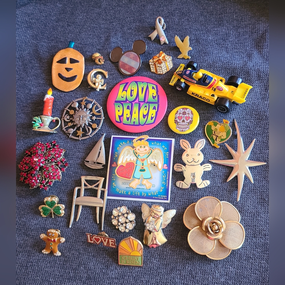 Assorted Colorful Vintage Pin and Brooch Collection